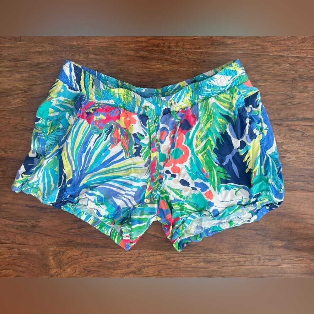 Lilly Pulitzer Katia Shorts Purrfect Pull On Shorts Rayon Bright Print Size XS